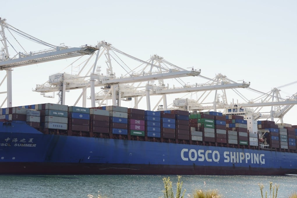 A Cosco Shipping vessel is seen at the Port of Los Angeles in the US state of California on September 9. Cosco Shipping Lines, the container arm of the Shanghai and Hong Kong-listed Cosco Shipping Holdings, has affirmed its commitment to maintaining the “stable operation” of its liner service to the US market. Photo: EPA