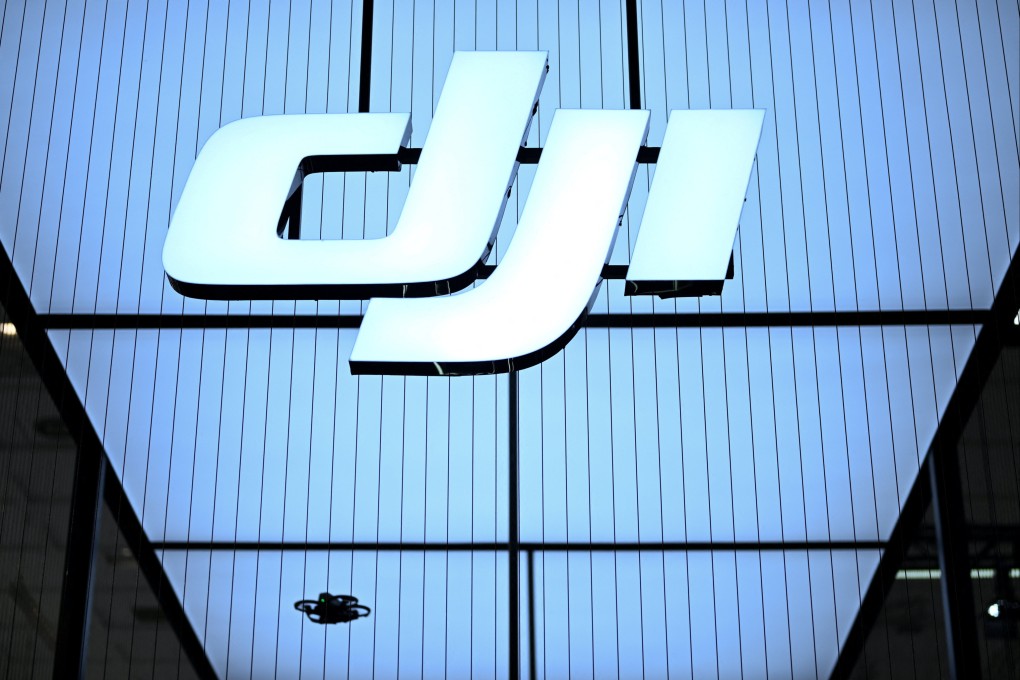 The DJI logo is displayed at the Innovation for All trade fair in Berlin earlier this month. Photo: Reuters