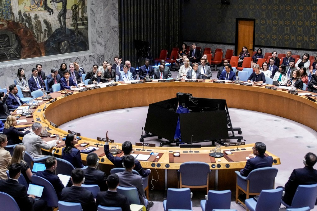 Security Council members vote on a resolution to delay by six months the reimposition of sanctions on Iran, at the 80th UN General Assembly in New York on Friday. Photo: Reuters
