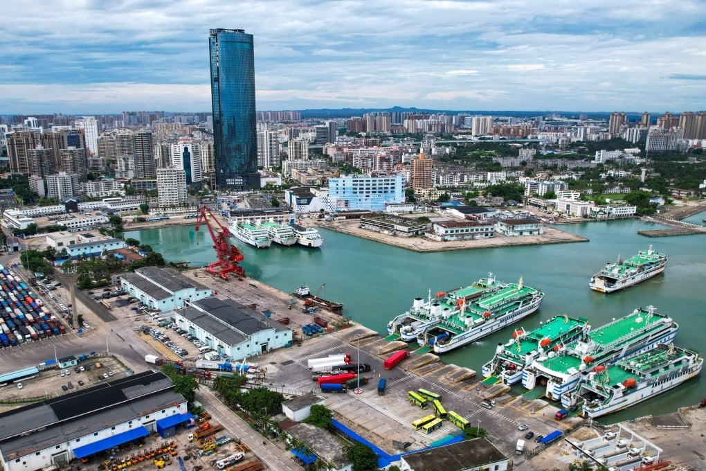The port city of Haikou is a major commercial and transport hub on Hainan Island. Photo: Xinhua