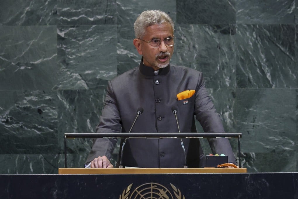 Minister of External Affairs of India Subrahmanyam Jaishankar at the 80th session of the United Nations General Assembly at UN headquarters in New York on Saturday. Photo: EPA-EFE