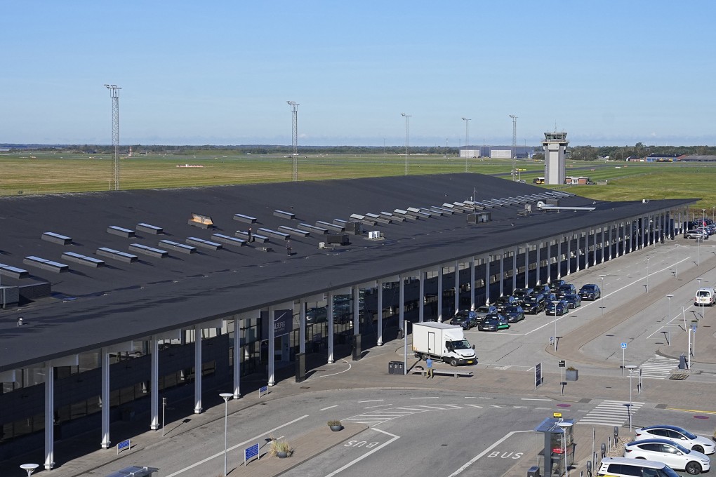 Denmark’s Aalborg Airport. Drone flights that caused Danish airports to close on two nights this week were a systematic and hybrid operation by a “professional actor”, the country’s defence minister said. Photo: via Getty Images