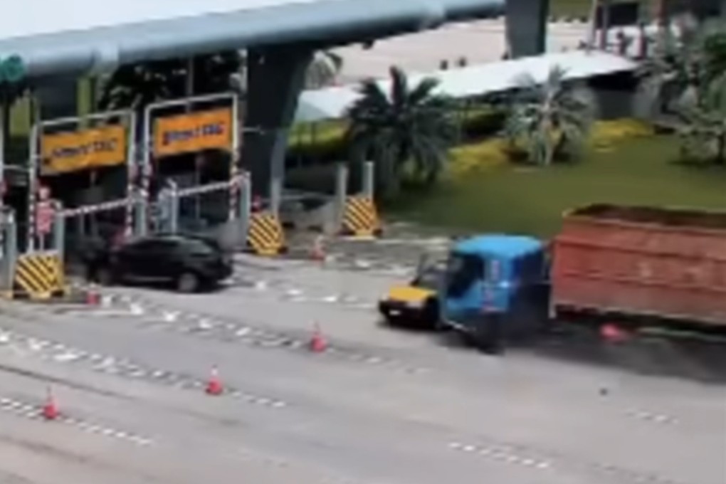 A screenshot of the scene of a crash on Saturday at the Bukit Kajang toll plaza in Malaysia. Photo: Handout