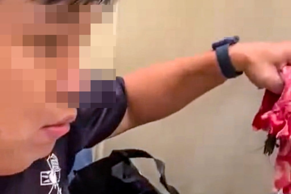 Footage shows the pair had tried to take home seafood, beef slices and instant noodles. Photo: Handout