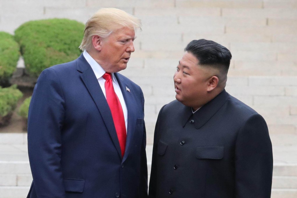 US President Donald Trump (left) and North Korean leader Kim Jong-un at the truce village of Panmunjom in the inter-Korean border region on June 30, 2019. Photo: Korea Times