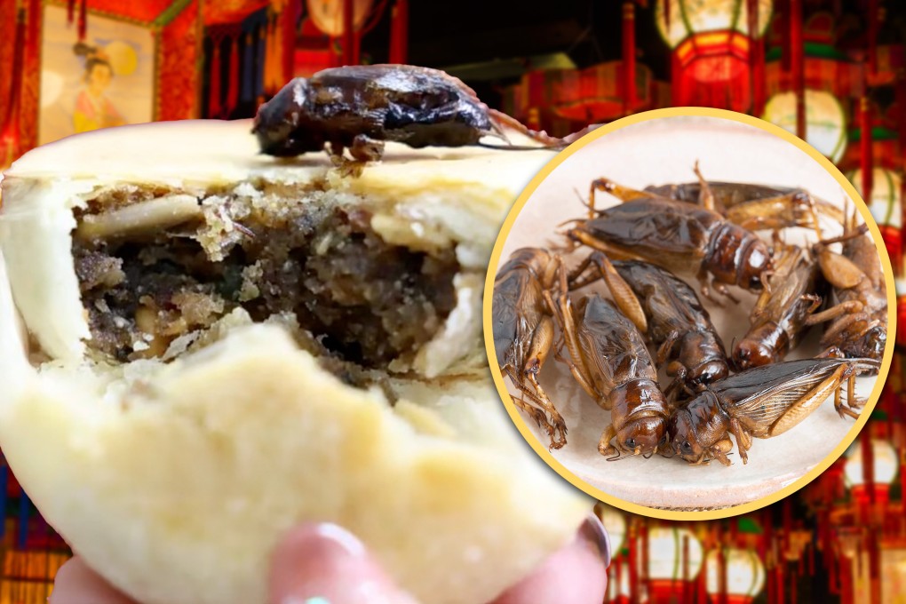 Dried, ground crickets are being used as mooncake filling in China, sparking concern about potential cockroach mooncakes. Photo: SCMP composite/Shutterstock/Douyin