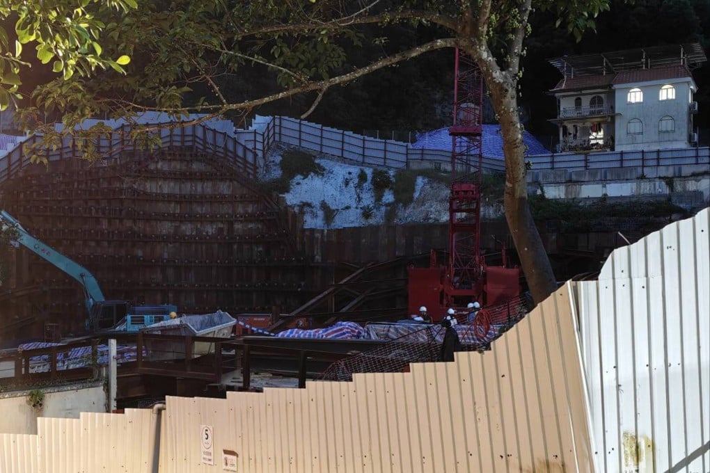 The victim became trapped between the crane and railings after being struck by the moving machine. Photo: Handout