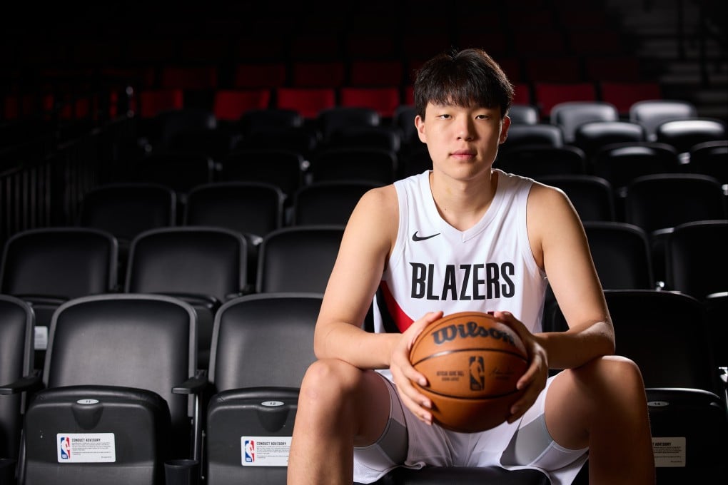 The Portland Trail Blazers’ rookie centre Yang Hansen at the NBA team’s media day in Portland, Oregon, on Monday. Photo: AP