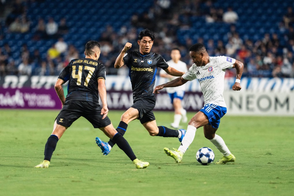 Brazilian winger Gil Martins goes on the attack during Eastern’s defeat at Gamba Osaka. Photo: Eastern SC