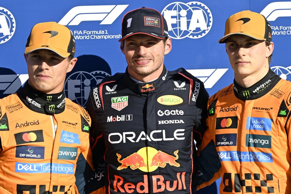 Red Bull driver Max Verstappen (centre) is hot on the tail of McLaren championship leaders Oscar Piastri of Australia (right) and Lando Norris of Britain going into the Singapore Grand Prix this weekend. Photo: EPA