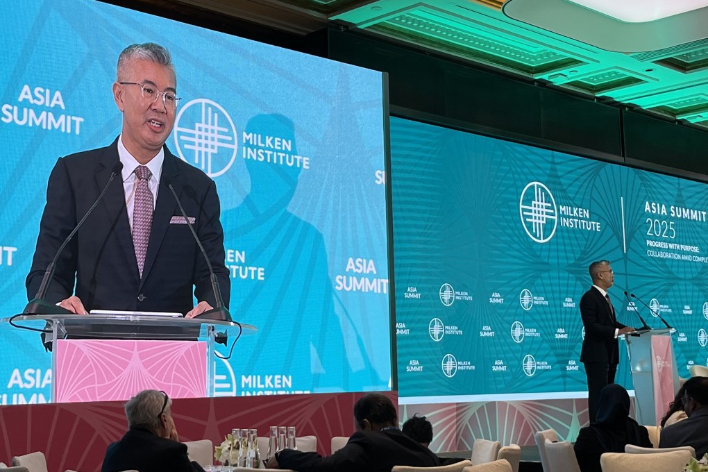 Malaysian trade minister Tengku Zafrul Aziz speaks at the Milken Institute Asia Summit in Singapore on October 2, 2025. Photo: Jean Iau
