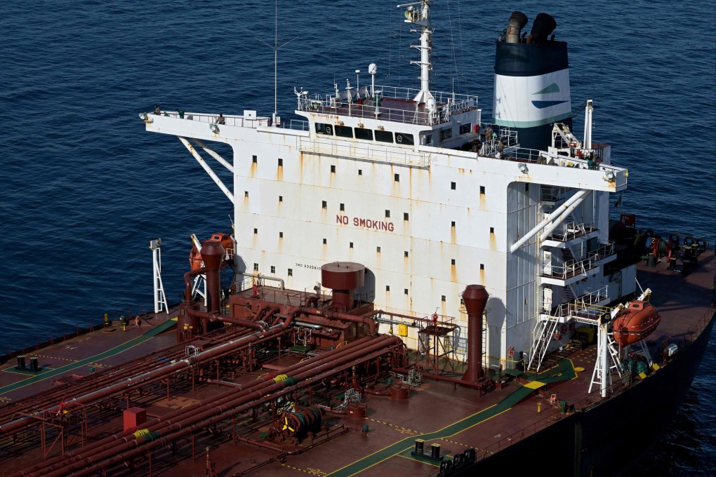The Boracay, a tanker from Russia’s ‘shadow fleet’ off France’s coast on Wednesday. The ship passed through Danish waters when drones caused multiple disruptions last week. Photo: AFP