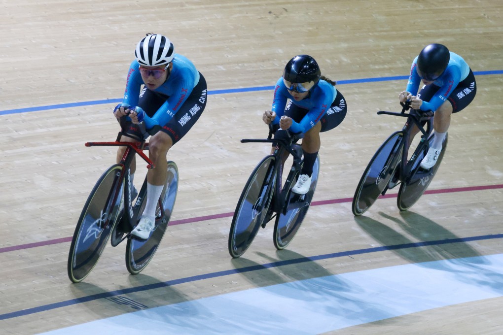 Hong Kong’s cycling squad in training at the city’s Velodrome. Photo: Jonathan Wong