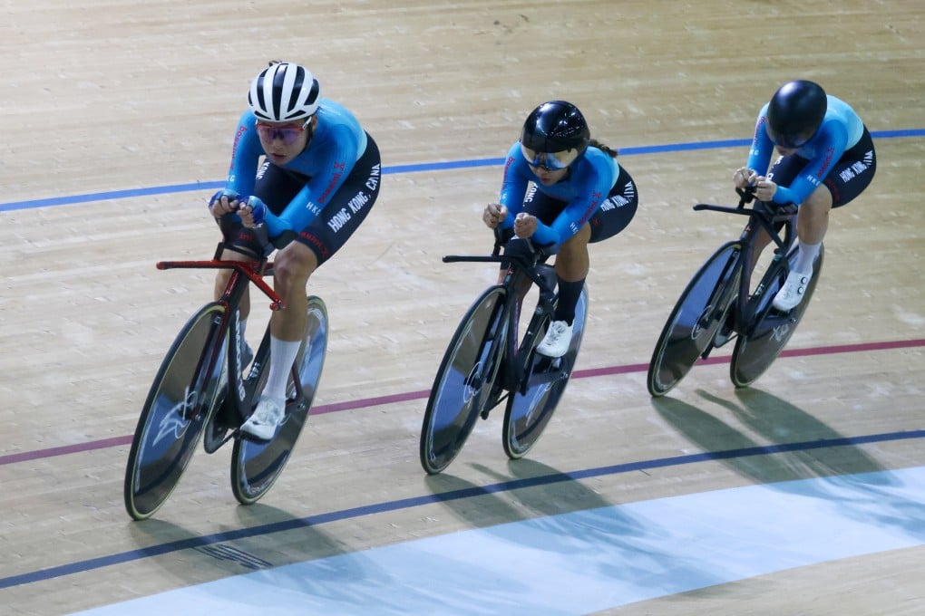 Hong Kong’s cycling squad in training at the city’s Velodrome. Photo: Jonathan Wong