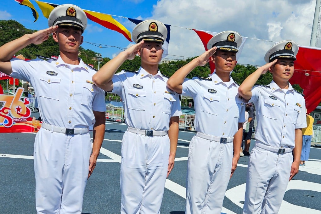 (From left) Navy trainees Cheng Jiaming, Zhang Zihan, Luo Jiayi and Li Chunliang. Photo: Leopold Chen