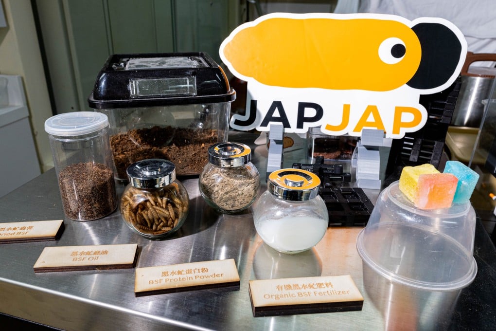 JAPJAP’s modular bio-recycling machine uses black soldier fly larvae and AIoT technology to turn food waste into fertiliser and protein feed. Photo: Kong Yat-pang