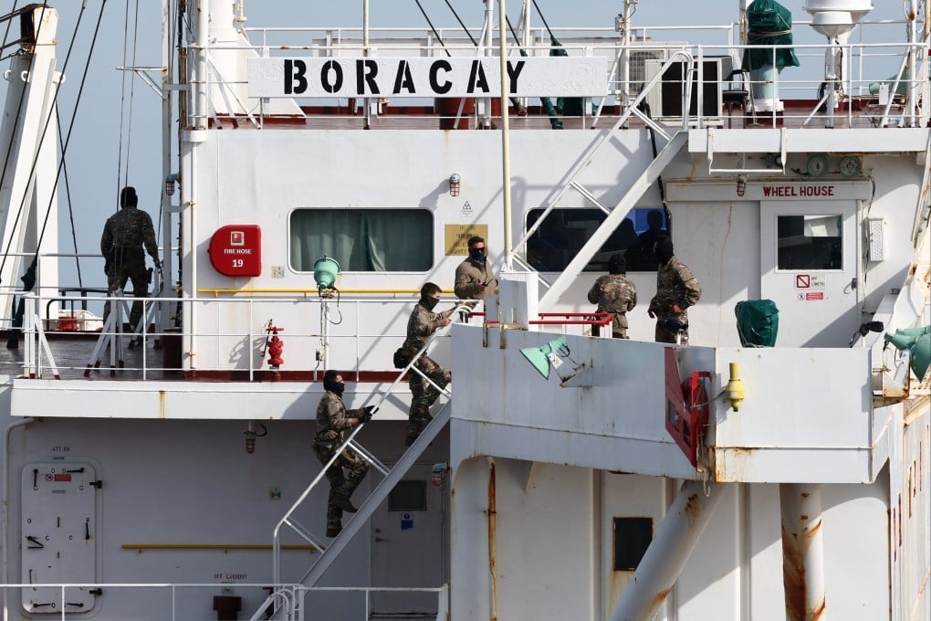 French soldiers on the Boracay, a tanker from Russia’s ‘shadow fleet’. The ship passed through Danish waters when drones caused multiple disruptions last week. Photo: Reuters