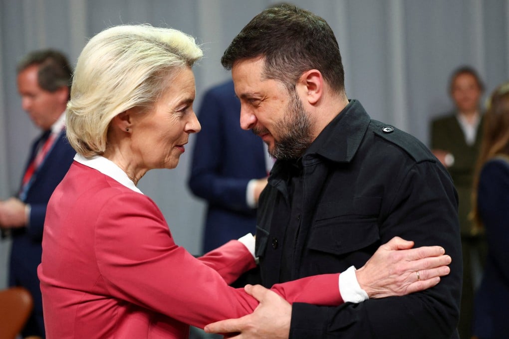 European Commission President Ursula von der Leyen and Ukraine’s President Volodymyr Zelensky attend the European Political Community summit in Copenhagen, Denmark, on Thursday. Photo: Reuters