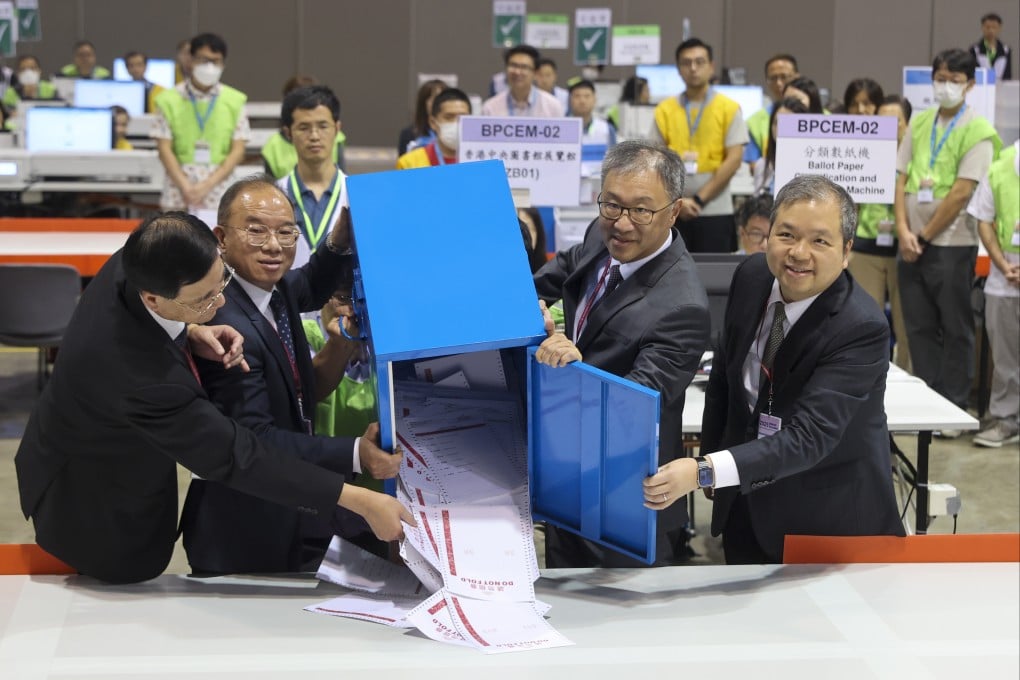 A ballot box is emptied during an Election Committee subsector by-election last month. The nomination period for the Legco election will open on October 24 ahead of the December 7 vote. Photo: Edmond So