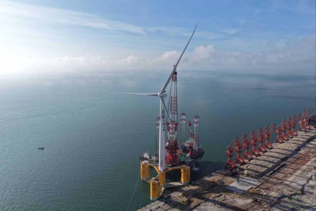 The world’s largest single-unit floating offshore wind power system has been assembled in South China’s Guangxi Zhuang autonomous region. Photo: Handout