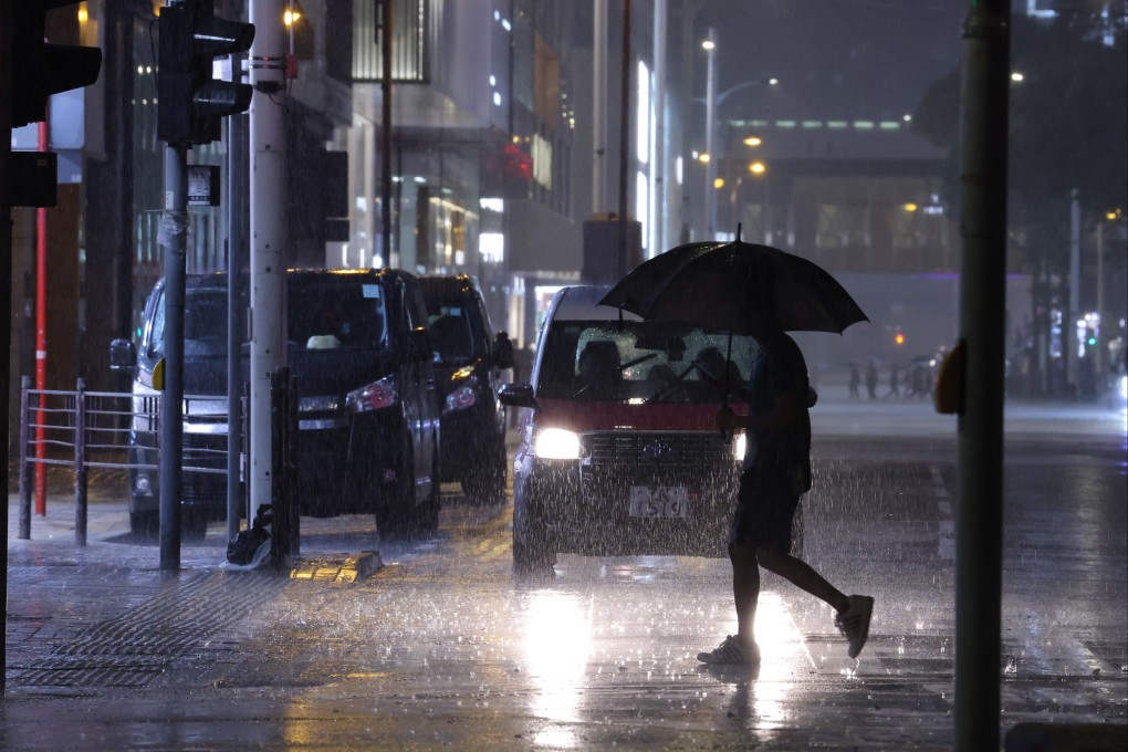 Rain in Tsim Sha Tsui last month. The Observatory noted there were 13 hot nights in September, breaking the previous record set in 2021, and 15 very hot days, also one of the highest records for the month. Photo: Jelly Tse
