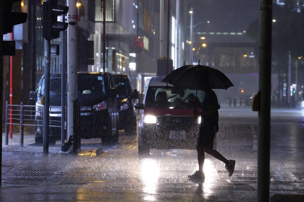 Rain in Tsim Sha Tsui last month. The Observatory noted there were 13 hot nights in September, breaking the previous record set in 2021, and 15 very hot days, also one of the highest records for the month. Photo: Jelly Tse