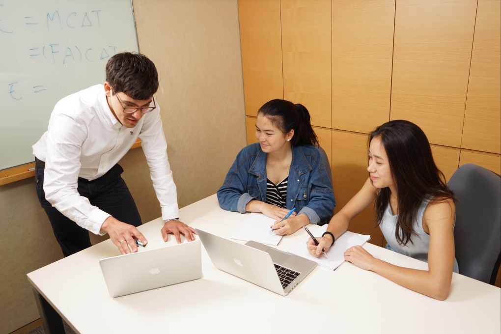 Students working with a tutor at Aegis Advisors in Hong Kong. Photo: Handout