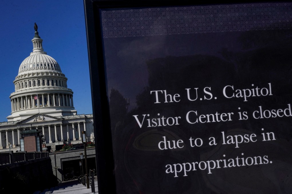 A sign tells visitors the US Capitol Visitor Centre is closed on Wednesday. Photo: Reuters