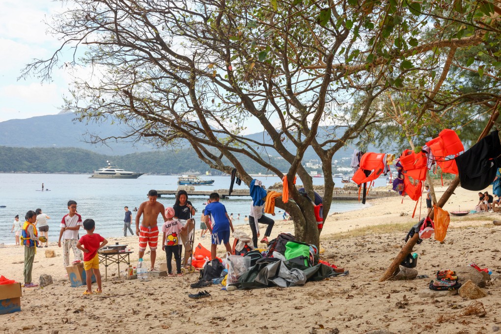 Some tourists on Sharp Island camped overnight and cooked during the National Day holiday. Photo: Dickson Lee
