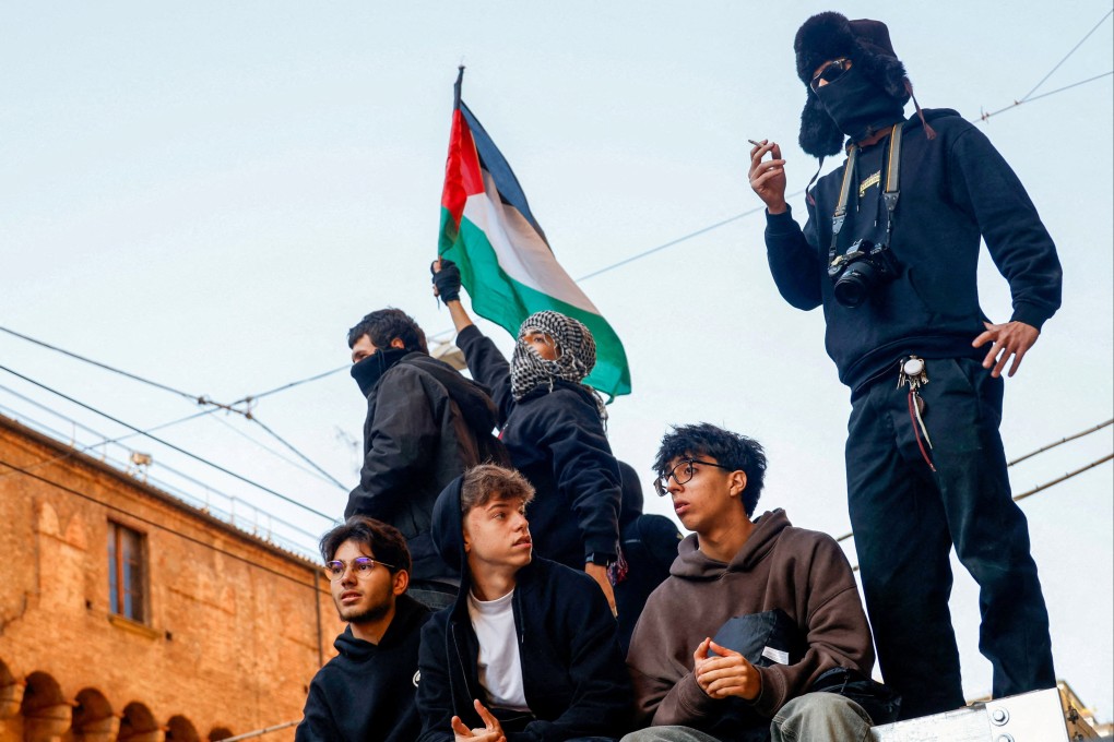 Pro-Palestinian demonstrators gather for a national general strike in Rome, Italy, on Friday. Photo: Reuters