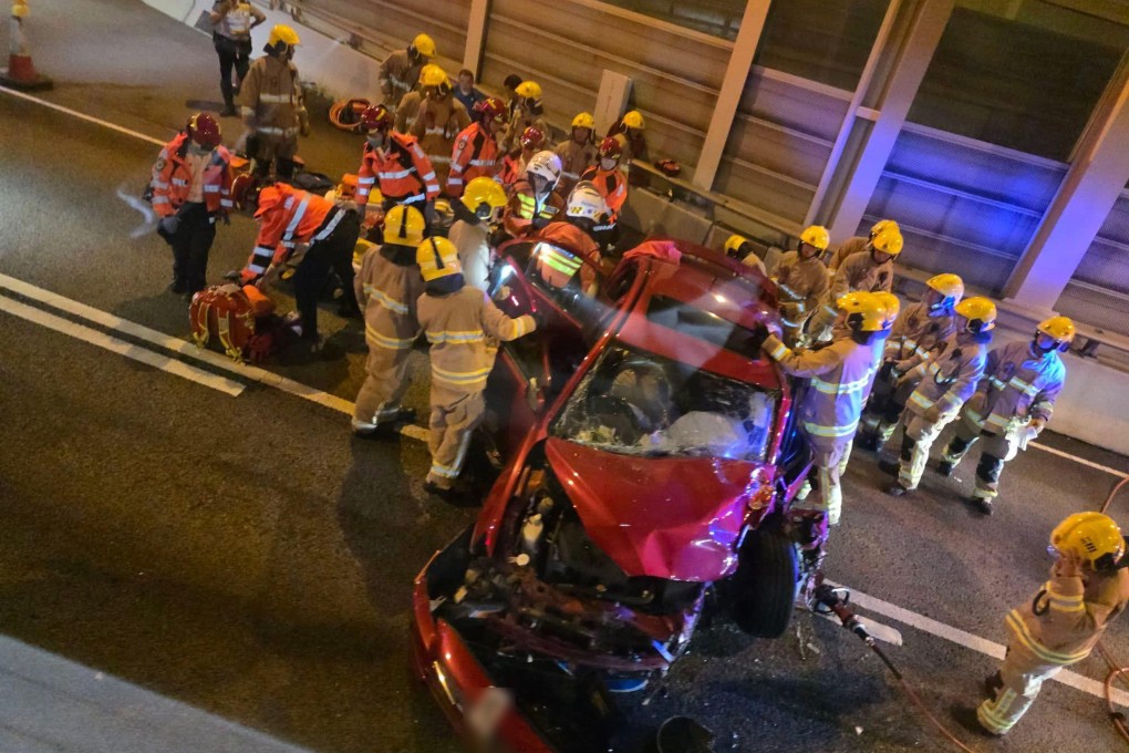 The family’s car was mangled in the accident on the highway. Photo: Handout