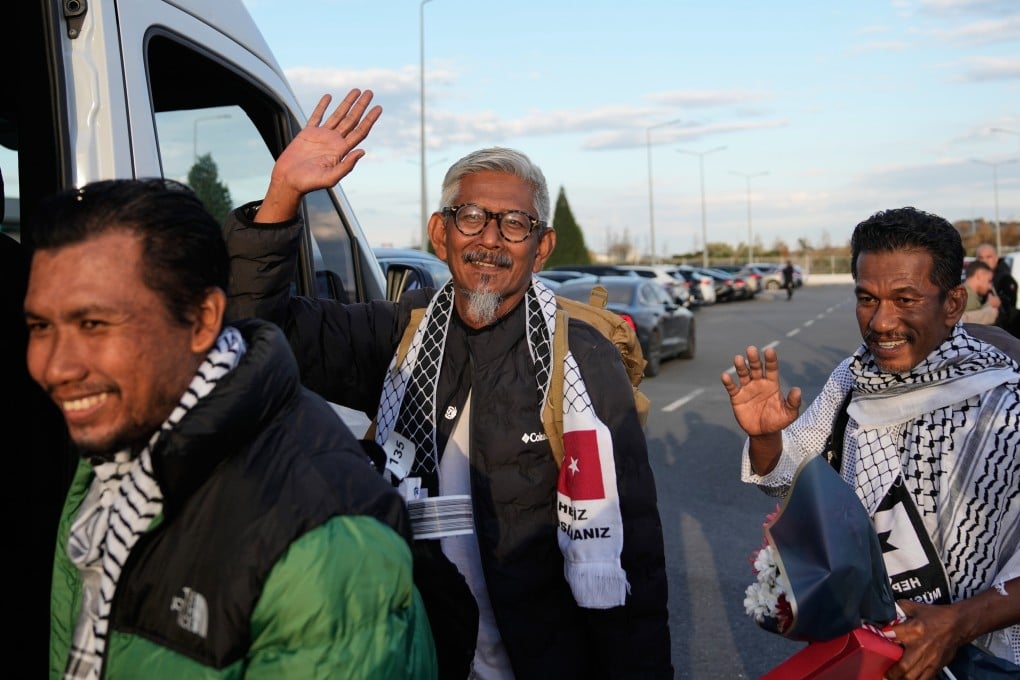 Malaysian activists who have tried to deliver aid to Gaza via an international flotilla mission arrive in Istanbul on Saturday. Photo: AP
