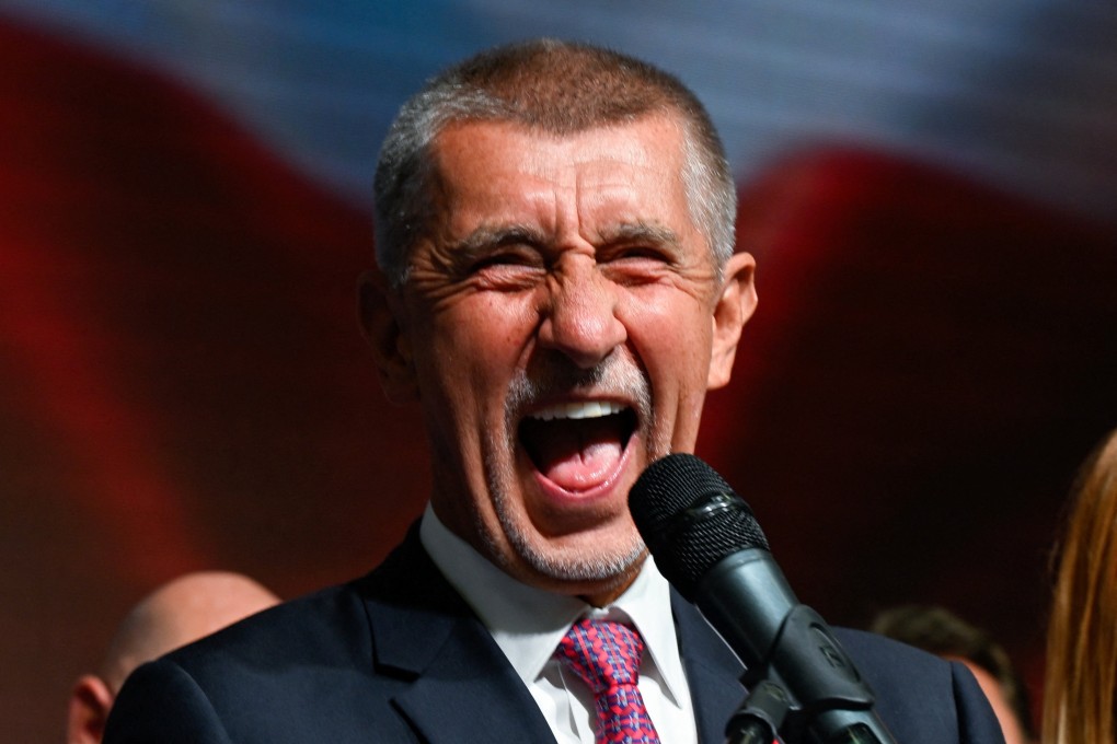 ANO leader Andrej Babis speaks during a press conference at the party’s election headquarters in Prague, Czech Republic, on Saturday. Photo: Reuters