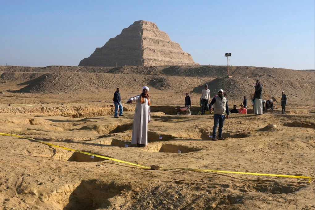 Egyptian antiquities workers dig at the site of the Step Pyramid of Djoser in Saqqara, near Cairo, Egypt. File photo: AP