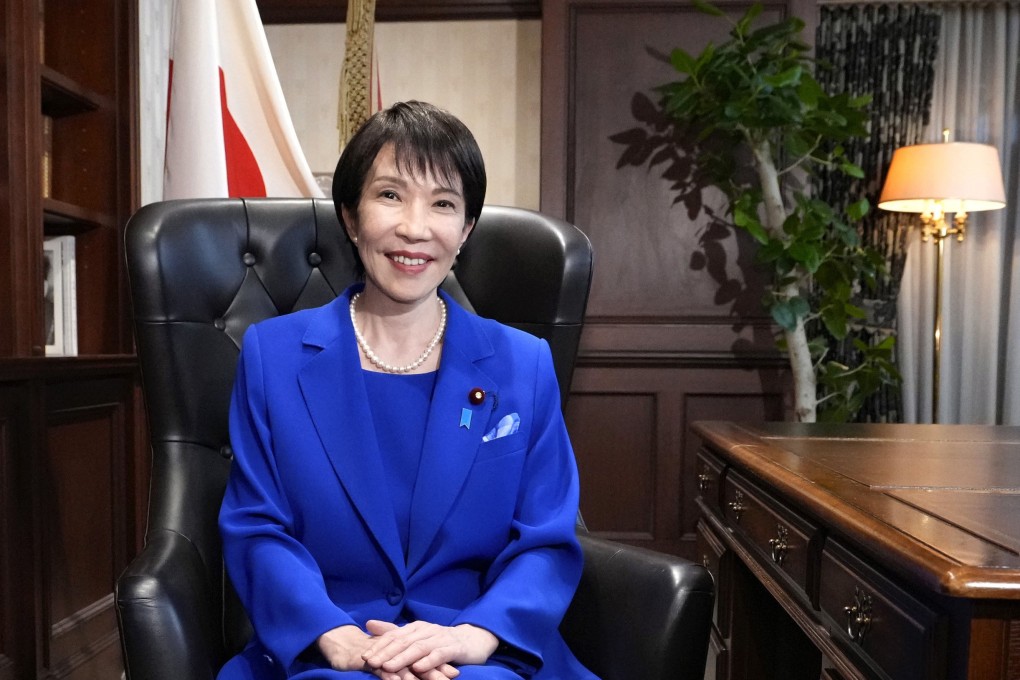 Sanae Takaichi, the newly elected leader of the Liberal Democratic Party, pictured in the ruling party’s headquarters in Tokyo on Saturday. Photo: Kyodo