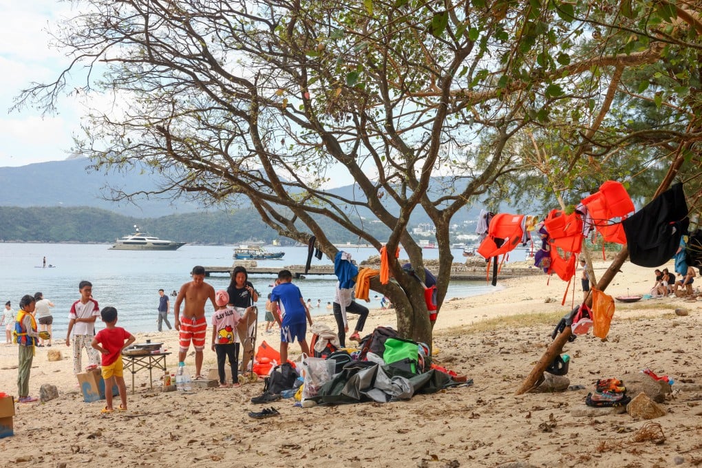 Some tourists on Sharp Island camped overnight and cooked during the National Day holiday. Photo: Dickson Lee