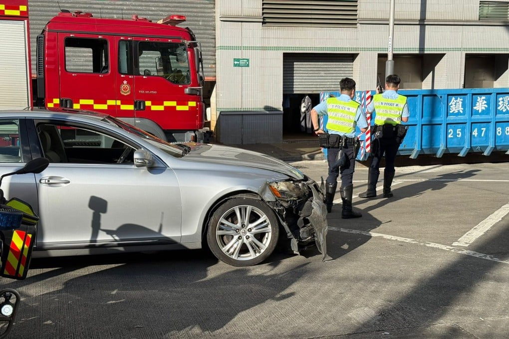 A pedestrian was killed and three others were injured after a private car collided with a van. Photo: SCMP