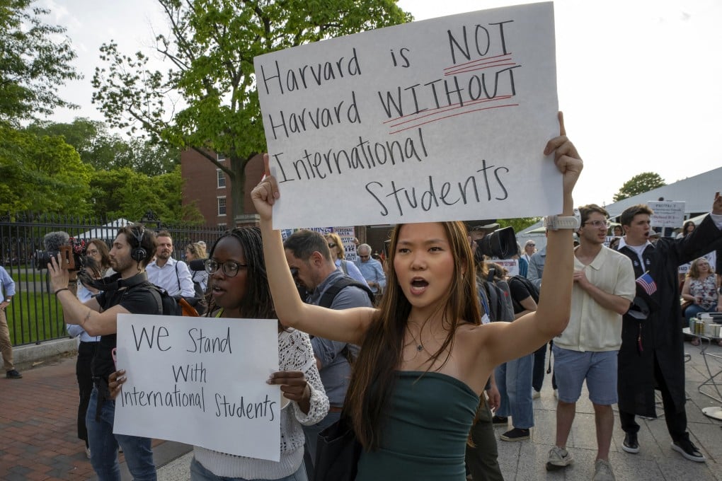 Students protest during the Harvard Students for Freedom rally in support of international students in May. Photo: AFP