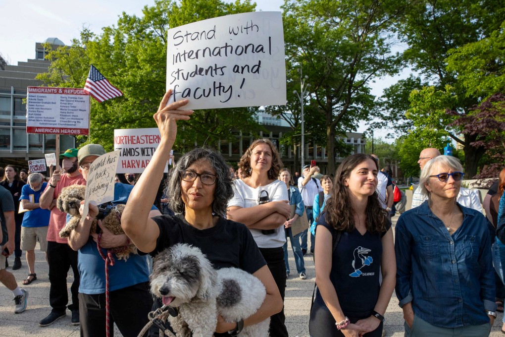 Students protest during the Harvard Students for Freedom rally in support of international students in May. Photo: AFP