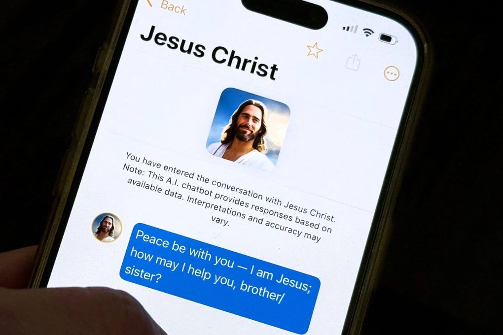 The “Text With Jesus” chatbot app is displayed on an iPhone on October 2, 2025. AI-based religious chatbots and other faith-based digital tools are growing in number, offering counsel, comfort and spiritual guidance during an age of rapidly transforming socialisation and engagement. Photo: AFP