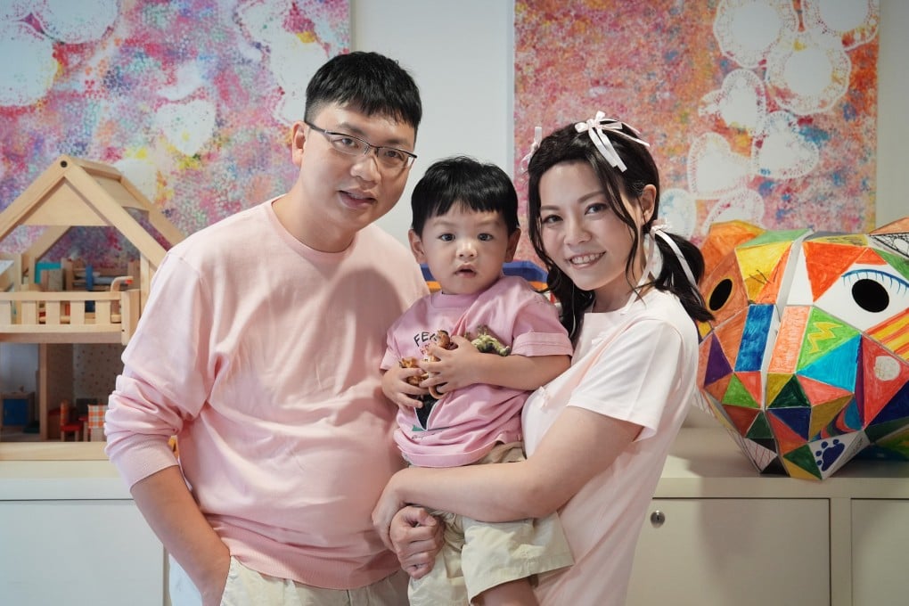Cancer survivor May Yeung poses with her husband and son at a Hong Kong Cancer Fund Support Centre on September 30, 2025. Photo: Elson Li