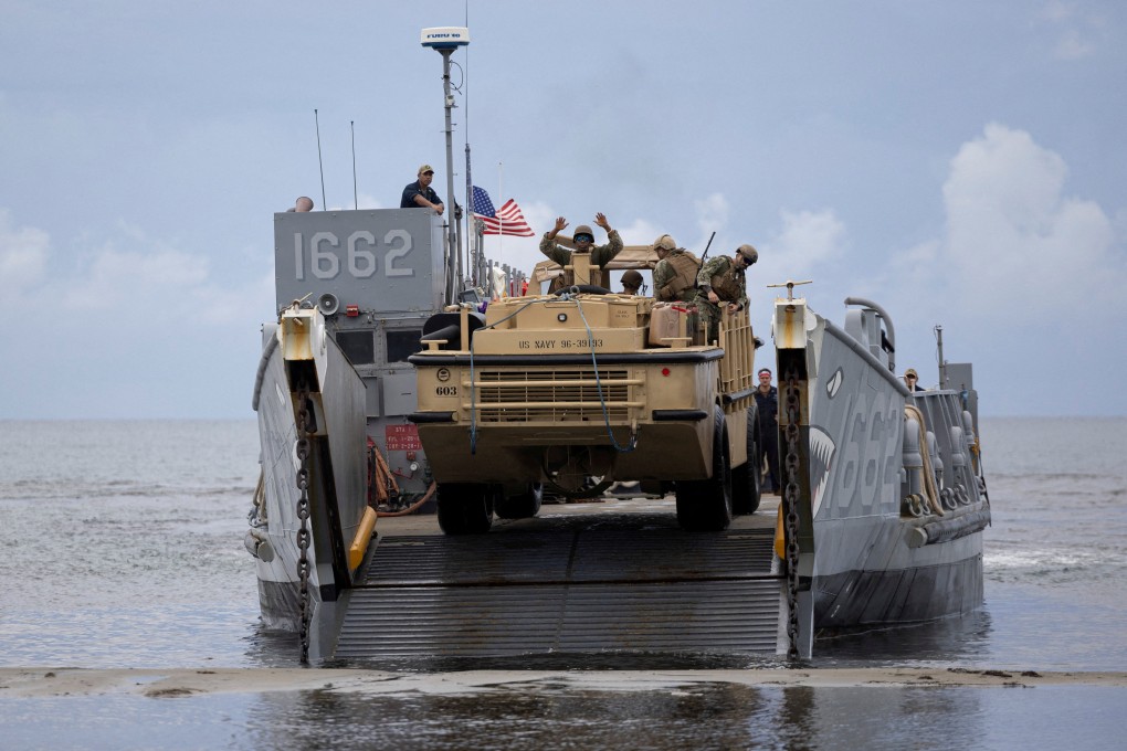 US Marines unload landing craft during a training exercise  in Arroyo, Puerto Rico, on Tuesday. Photo: Reuters