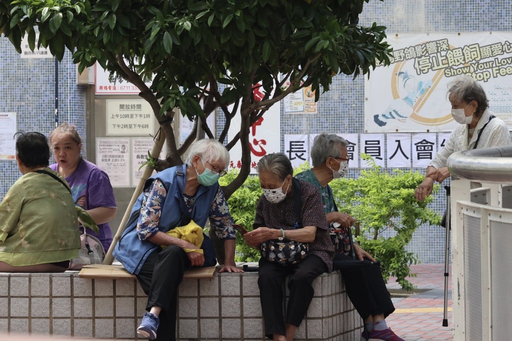 Elderly Hongkongers rest in a park in Cheung Sha Wan in May 2024. Photo: Jelly Tse