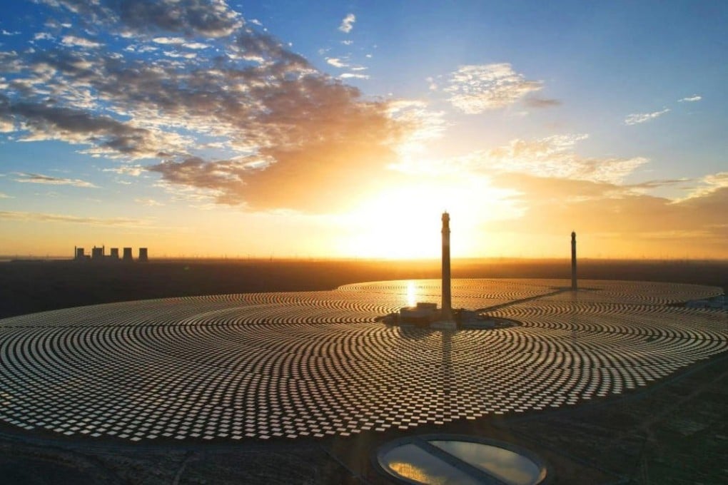The new solar thermal power plant in the Gobi Desert is the first in the world to use two towers feeding a single turbine system. Photo: Handout