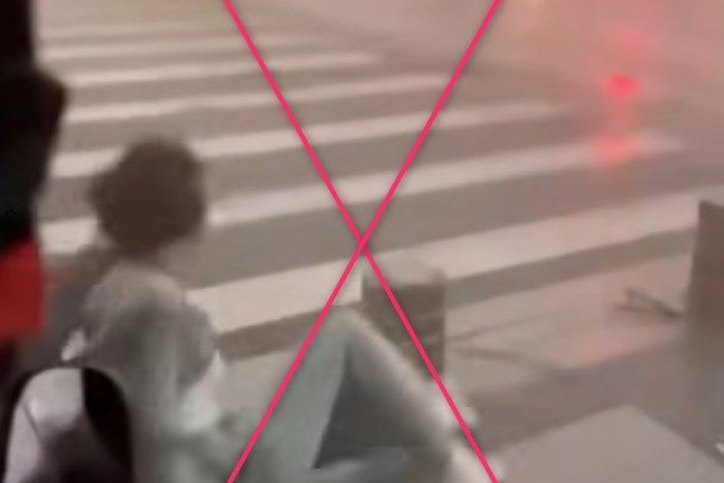 A screenshot from a video inaccurately linked to Super Typhoon Ragasa in Hong Kong. Photo: Facebook/SCMP composite