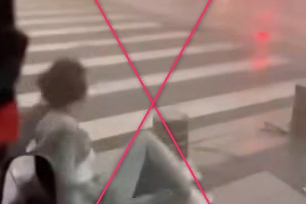 A screenshot from a video inaccurately linked to Super Typhoon Ragasa in Hong Kong. Photo: Facebook/SCMP composite