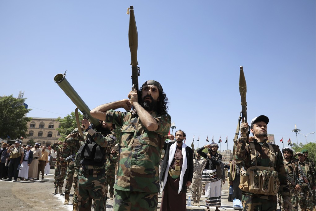 Houthi fighters in Sana’a, Yemen, mark the second anniversary of the October 7 attacks carried out by Hamas against Israel. Photo: EPA