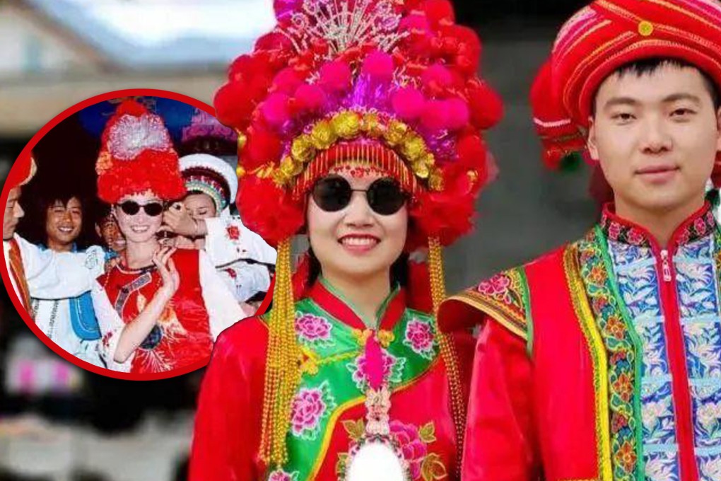 Find out why brides from China’s Bai ethnic minority traditionally wear sunglasses on their wedding day. Photo: SCMP composite/Zhihu