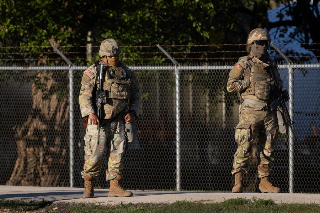 Members of the Texas National Guard at an army reserve training facility in Elwood, Illinois. Photo: AFP