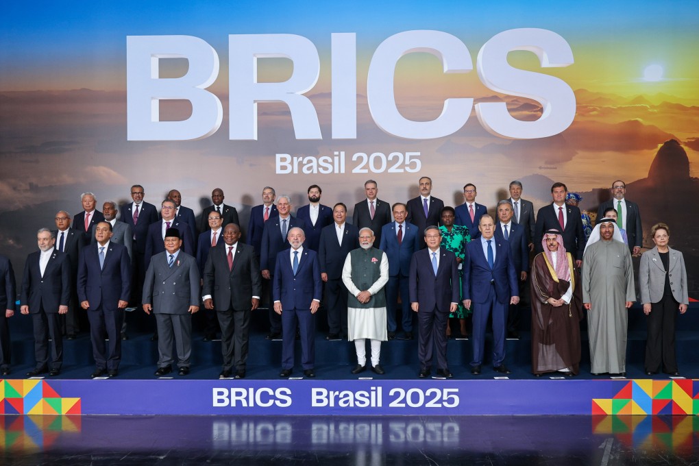 Brics leaders and other officials pose for a group photo during the latest summit in Rio de Janeiro, Brazil, on July 7. Photo: Xinhua